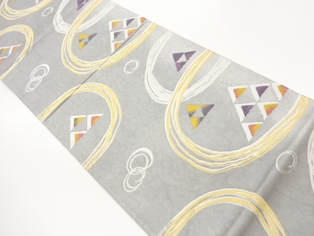 抽象丸に鱗模様織出し袋帯